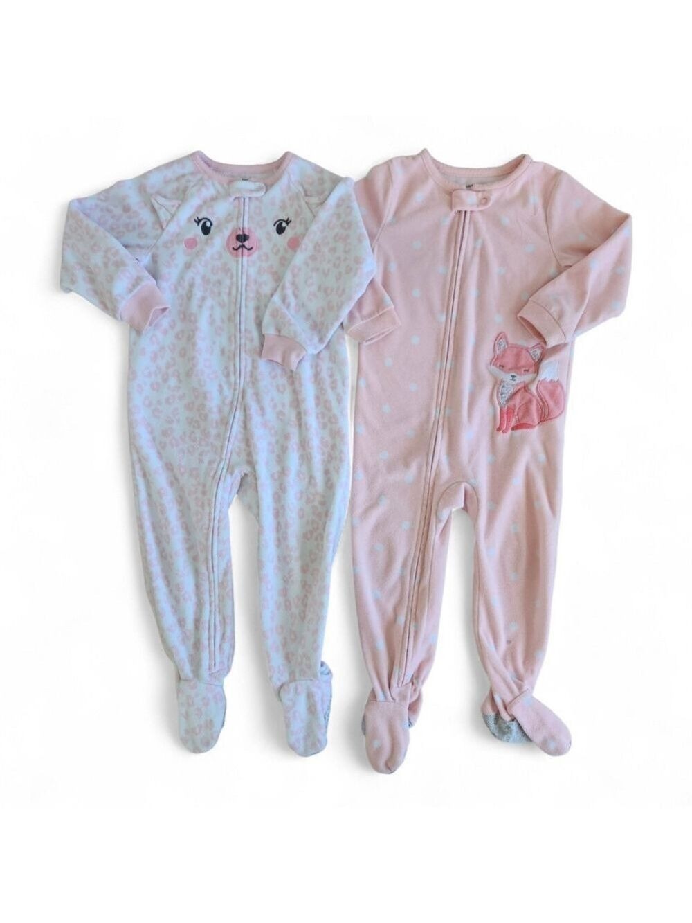 5/$25 Carter’s Toddler Girl Fleece Footed Sleepers Pink Animal Prints Size 2T
